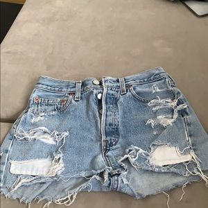 Vintage Levi denim distressed high waist shorts